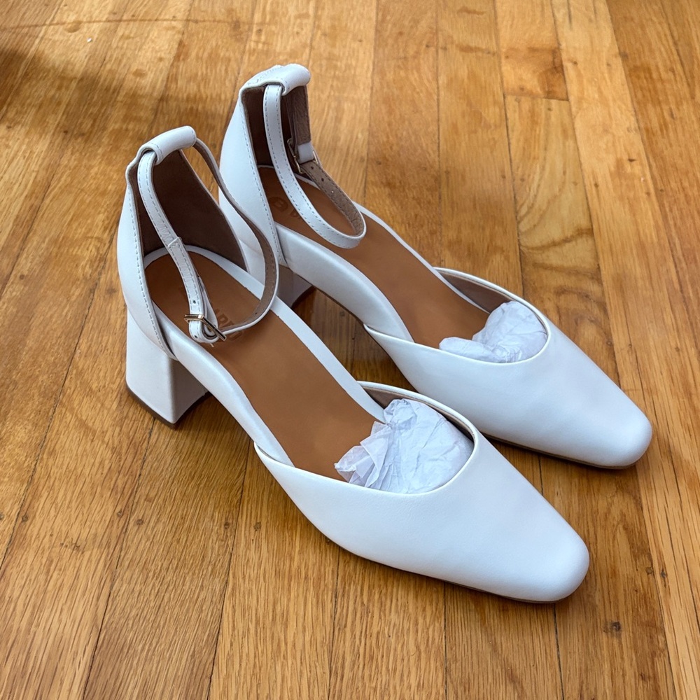 Bared Footwear Gavilan White Leather Block Heels